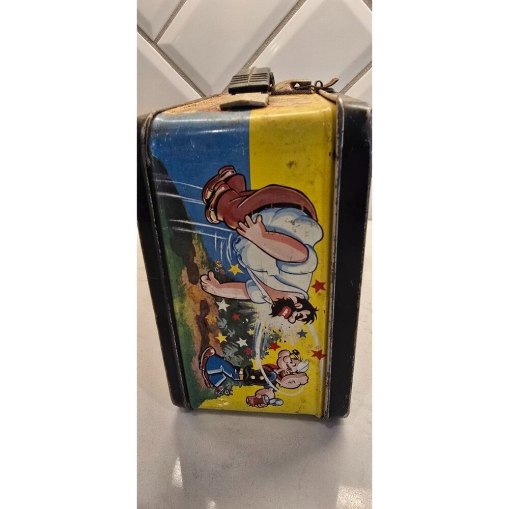Vintage Popeye Metal Lunchbox By Thermos Co. With Colorful Cartoon Scenes Black - Picture 5 of 7
